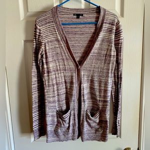 Purple cream heathered GAP button up V neck sweater